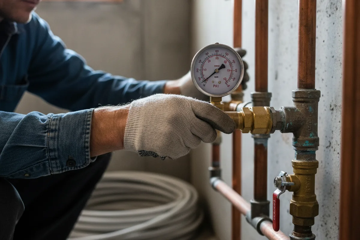 Pressure testing a repaired line during Water Line Repair in Great River
